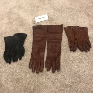 Lot of 3 leather ladies gloves-Max Mara new &used